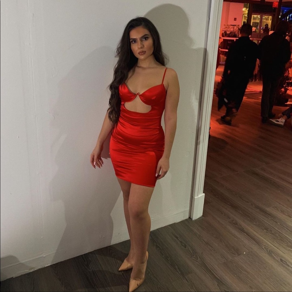 Red silk dress